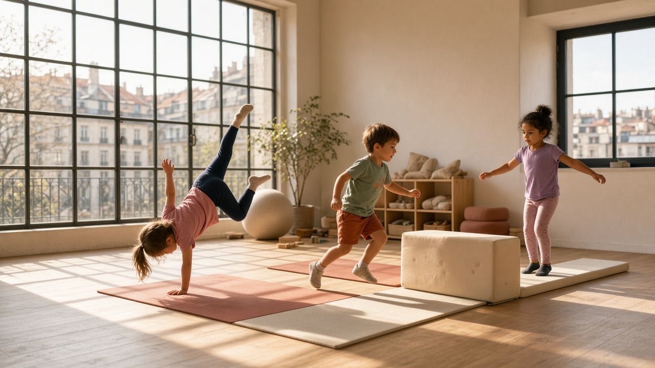 Kinder beim Bewegen in der Turnhalle